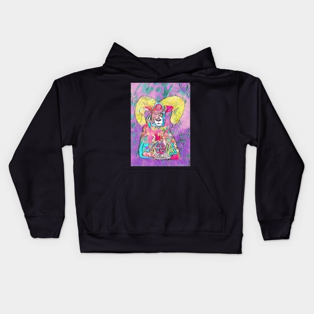 Mountain Ram 4 Kids Hoodie by Mr. Leon Artwork